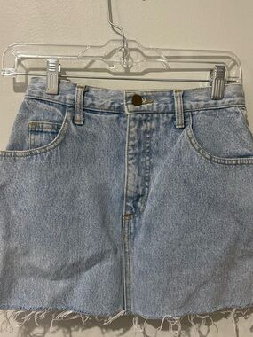 GUESS Light Blue Denim Skirt with Yellow Stitching